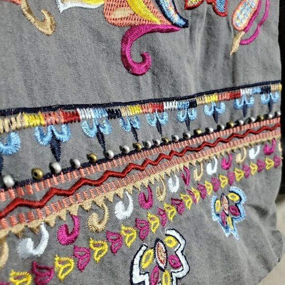 Laurie Felt Embroidered Bead Jacket Gray Size Medium - Picture 12 of 12